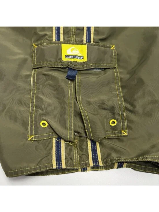 Vintage Quiksilver Swim Trunks Mens XL Green 90s Y2K Board Shorts Surf - Picture 4 of 13